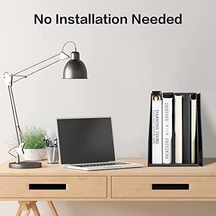 /Deli Collapsible Magazine File Holder/Desk Organizer for Office Organization and Storage with 3 Vertical Compartments, Dark Grey,